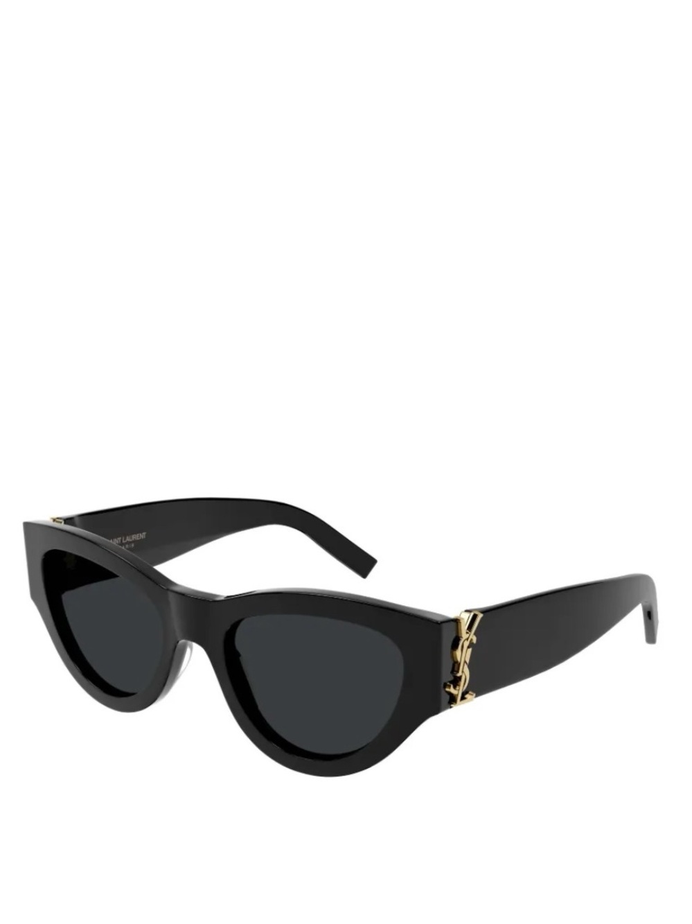 Saint Laurent Black Cat-Eye Sunglasses with Gold YSL Detail